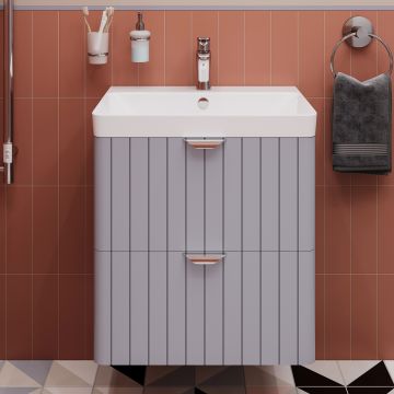 Тумба с раковиной STWORKI Ларвик 60, серая матовая