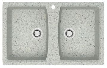 Кухонная мойка AZARIO Elmas 780х500х190 двойная, искусственный мрамор, цвет светло серый (CS00078335)