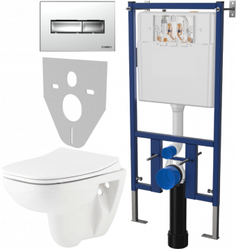 Комплект Унитаз подвесной Seramiksan Petite + Крышка AG50006 с микролифтом + Инсталляция DIWO + Кнопка 7322 хром