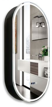 Зеркало-шкаф AZARIO Soho Black 500х1000 - 3.1 ЖК-часы, подогрев, сенсорный выключатель с функцией диммера (LED-00002612)