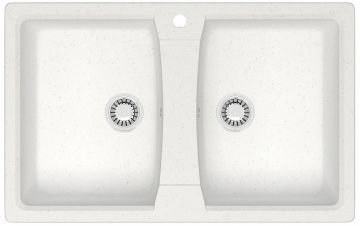 Кухонная мойка AZARIO Elmas 780х500х190 двойная, искусственный мрамор, цвет белый лед (CS00078330)