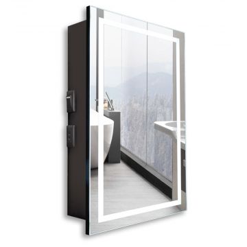 Зеркало-шкаф AZARIO Hamburg-BLACK 462х148х762 с подсветкой, механический выключатель, черный (LED-00002669)