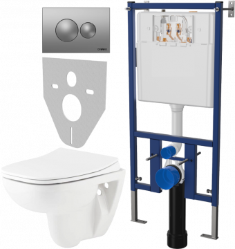 Комплект Унитаз подвесной Seramiksan Petite + Крышка AG50006 с микролифтом + Инсталляция DIWO + Кнопка 7311 хром матовый