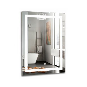 Зеркало AZARIO РИГА-6 600х800 c подсветкой и диммером, часы, сенсорный выключатель, подогрев, модуль МФМ (ФР-00001940)
