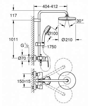 Душевая колонна Grohe Tempesta Cosmopolitan  Хром (26224001)