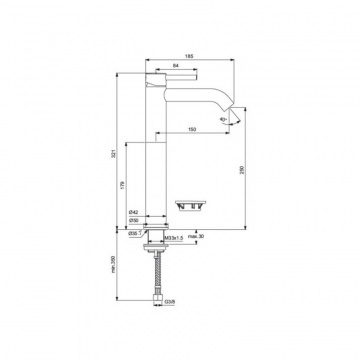 Смеситель для умывальника Ideal Standard CERALINE Vessel, монтаж Ideal Standard-Fix