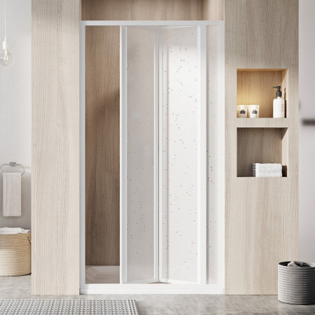 Душевая дверь Ravak Supernova SDZ3-100 195 витраж из пластика Pearl, профиль Белый (02VA01O211)