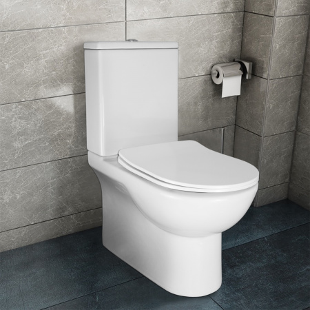 Унитаз-компакт напольный AZARIO Ambra 645x370x815 безободковый, в комплекте с арматурой Geberit и сиденьем микролифт (AZ-848G)