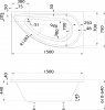 Акриловая ванна STWORKI Лунд R 150x75 см, угловая, с каркасом, асимметричная