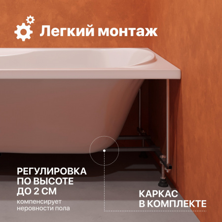 Акриловая ванна DIWO Ярославль 170x70 см, с каркасом