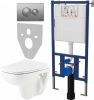 Комплект Унитаз подвесной Seramiksan Petite + Крышка AG50006 с микролифтом + Инсталляция DIWO + Кнопка 7311 хром матовый
