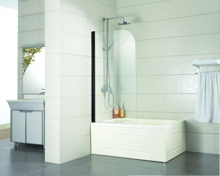 Шторка для ванны Azario MERRIT 800х1400, прозрачное стекло 5 мм, покрытие EASY CLEAN, цвет профиля черный (AZ-NF6211 800 BLACK)