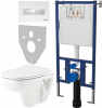 Комплект Унитаз подвесной Seramiksan Petite + Крышка AG50006 с микролифтом + Инсталляция DIWO + Кнопка 7320 белая
