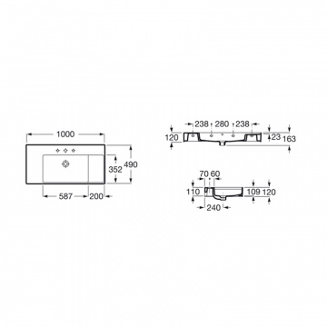Раковина Roca INSPIRA SQUARE UNIK 1000, белая (7.3275.2.A00.0)