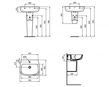 Раковина Ideal Standard Esedra 55 см, белая (T279901)