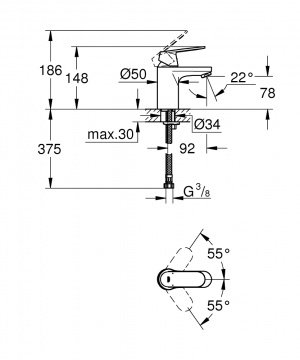 Смеситель для раковины Grohe Eurosmart Cosmopolitan Хром (32824000)