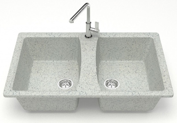 Кухонная мойка AZARIO Elmas 780х500х190 двойная, искусственный мрамор, цвет светло серый (CS00078335)