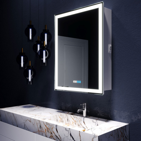Зеркало-шкаф AZARIO Киото 60 (600х800) c подсветкой и диммером + часы (LED-00002358)