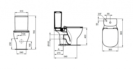 Чаша унитаза Ideal Standard Tesi напольный, без бачка, без сиденья, белый (T008701)