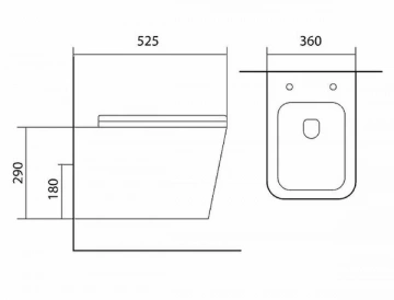 AQ0530N-00 ЛИБРА New Унитаз подвесной безободковый 525*360*290мм, тонкое сиденье с механизмом плавного закрывания, крепеж
