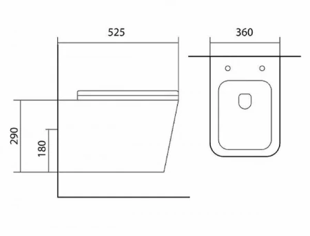 AQ0530N-00 ЛИБРА New Унитаз подвесной безободковый 525*360*290мм, тонкое сиденье с механизмом плавного закрывания, крепеж