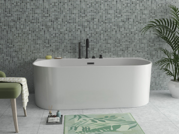 Ванна акриловая Azario BRADFORD 1800х800х580 пристенная, в комплекте с сифоном и металлической рамой (BRA18080)
