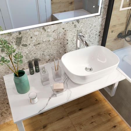 Столешница с раковиной DIWO Элиста 100 белый мрамор, с раковиной Moduo 50 Square