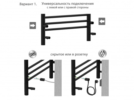 Полотенцесушитель электрический (quick touch) Aquatek Альфа П10 500х900 (черный муар)