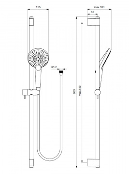 Душевой набор Ideal Standart IDEALRAIN  со штангой EVO JET ROUND XL3 (B1763AA)