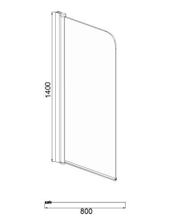 Шторка для ванны Azario MERRIT 800х1400, прозрачное стекло 5 мм, покрытие EASY CLEAN, цвет профиля черный (AZ-NF6211 800 BLACK)