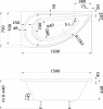 Акриловая ванна STWORKI Лунд L 150x75 см, угловая, с каркасом, асимметричная