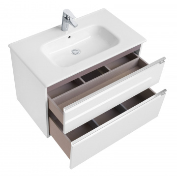 Тумба под раковину Roca THE GAP 800 мм, 2 ящика, подвесная, белый глянец (A857399806)