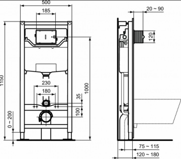Комплект инсталляции Ideal Standard Exacto с крышкой-сиденьем микролифт (X042601)