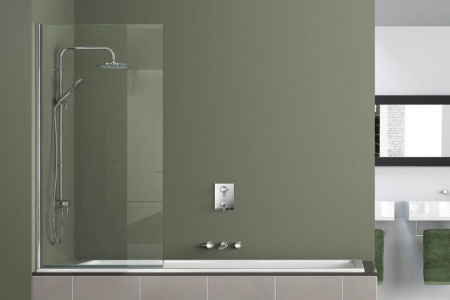 Шторка для ванны Azario MERRIT 800х1400, прозрачное стекло 6 мм, покрытие EASY CLEAN, цвет профиля серебро (AZ-NF6211-1 800)