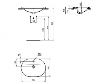 Раковина встраиваемая Ideal Standard Connect 620х460 (E504001)
