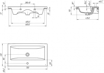 Мебель для ванной STWORKI Копенгаген 70 белая, подвесная, в современном стиле (комплект, гарнитур)