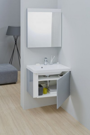 Тумба под раковину Ravak SD 10° 55 L, подвесная, левая, cерый глянец