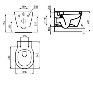 Унитаз подвесной Ideal Standard Connect безободковый (E822301)