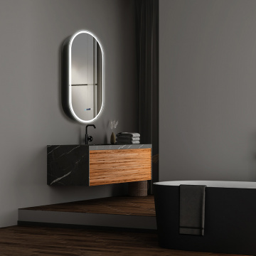 Зеркало-шкаф AZARIO Soho Black 500х1000 - 3.1 ЖК-часы, подогрев, сенсорный выключатель с функцией диммера (LED-00002612)