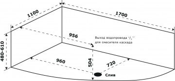 Ванна акриловая Azario Микона170х110 правая