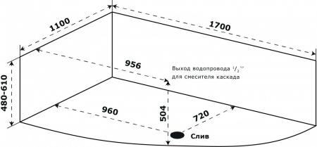 Ванна акриловая Azario Микона170х110 правая