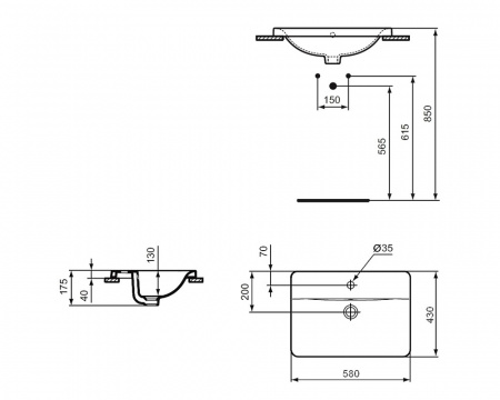 Раковина Ideal Standard Connect E504401 58х42 см, белая (E504401)