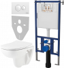 Комплект Унитаз подвесной Seramiksan Petite + Крышка AG50006 с микролифтом + Инсталляция DIWO + Кнопка 7310 белая