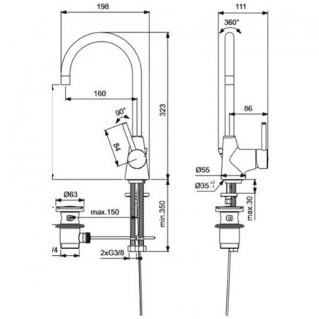Смеситель для раковины Ideal Standard Ceraline, хром (BC195AA)