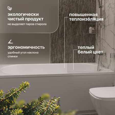 Акриловая ванна STWORKI Нюборг 170x75 см, с каркасом