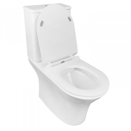 Унитаз-компакт AZARIO FRETTA ROUND 650x340x790 напольный, безободковый, в комплекте с бачком и сиденьем микролифт, сливная арматура Geberit (AZ-7121-G)