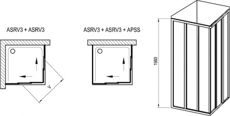 Душевая дверь Ravak Supernova ASRV3-75 198 раздвижная, стекло Grape, профиль Белый (15V301R2ZG)