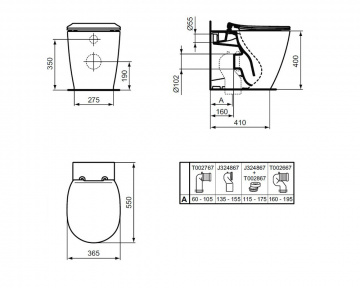 Унитаз приставной Ideal Standard Connect AquaBlade® безободковый, глубокий смыв (E052401)