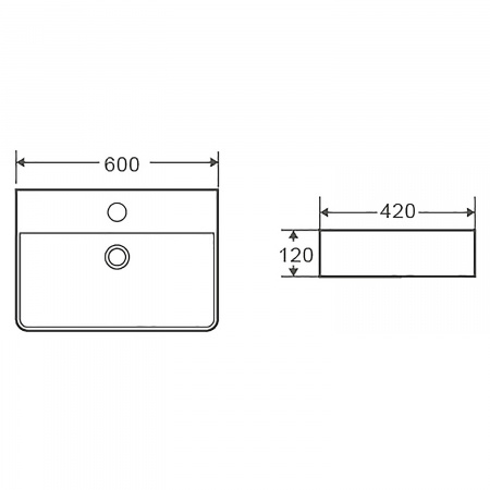 Раковина накладная Azario 600x420x130 прямоугольная, белый (AZ-2173 SP)