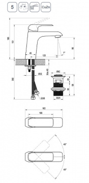 Смеситель для раковины Ravak Flat FL 013.20 с донным клапаном, керамический картидж, черный матовый (X070172)